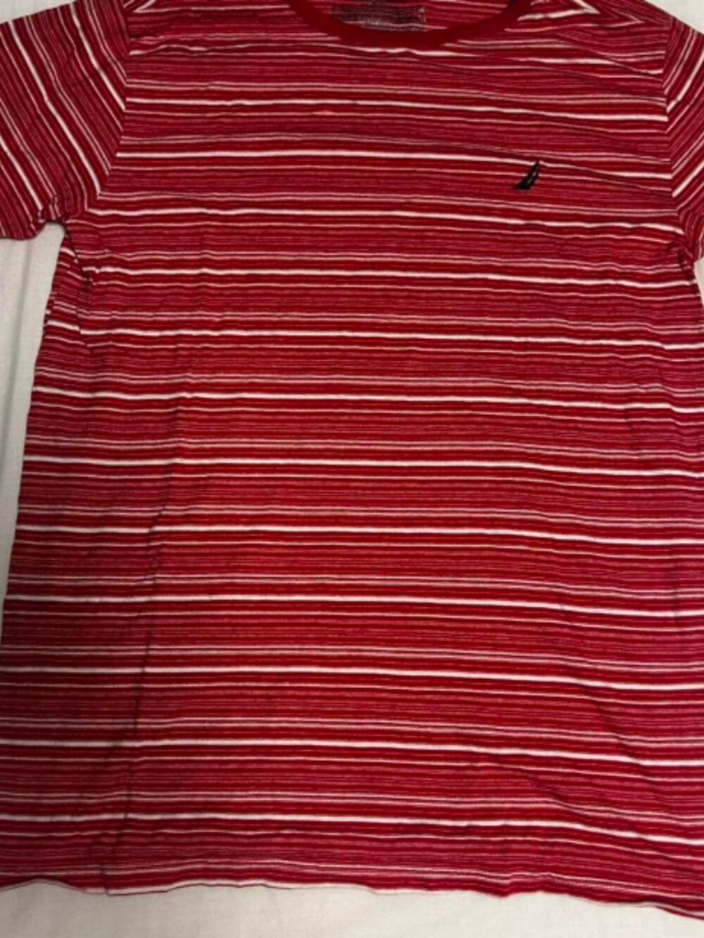 NAUTICA Classic Red and White Stripe Short Sleeve T-shirt